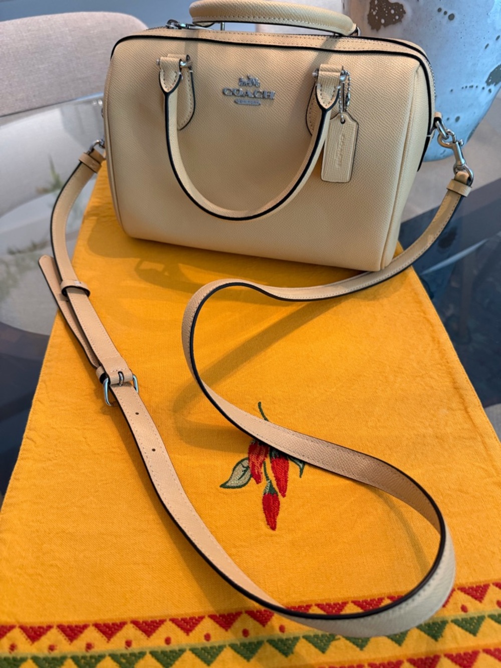 Coach Rowan Satchel Bag in Cream - Picture 7 of 7